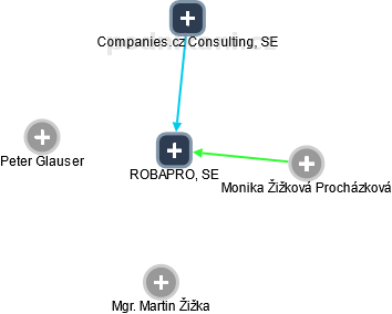 ROBAPRO, SE - obrázek vizuálního zobrazení vztahů obchodního rejstříku