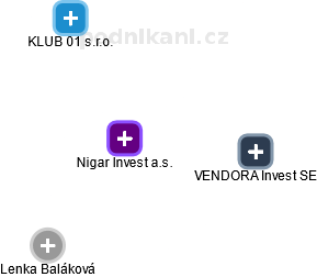 Nigar Invest a.s. - obrázek vizuálního zobrazení vztahů obchodního rejstříku