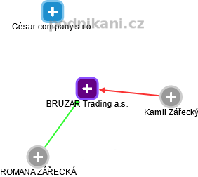 BRUZAR Trading a.s. - obrázek vizuálního zobrazení vztahů obchodního rejstříku