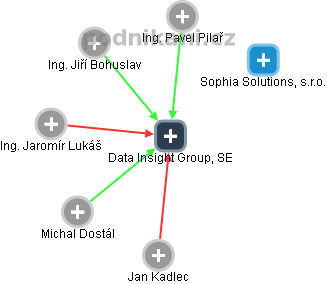 Data Insight Group, SE - obrázek vizuálního zobrazení vztahů obchodního rejstříku