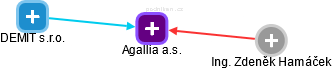 Agallia a.s. - obrázek vizuálního zobrazení vztahů obchodního rejstříku