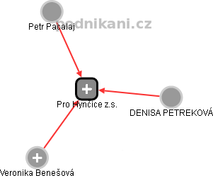 Pro Hynčice z.s. - obrázek vizuálního zobrazení vztahů obchodního rejstříku
