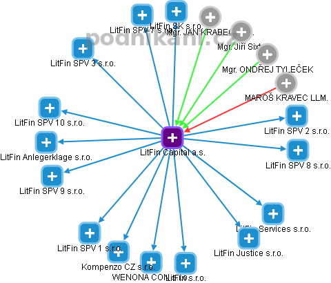 LitFin Capital a.s. - obrázek vizuálního zobrazení vztahů obchodního rejstříku
