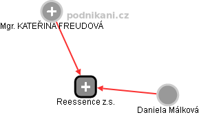 Reessence z.s. - obrázek vizuálního zobrazení vztahů obchodního rejstříku