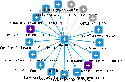 SeneCura s.r.o. - obrázek vizuálního zobrazení vztahů obchodního rejstříku