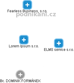 Lorem Ipsum s.r.o. - obrázek vizuálního zobrazení vztahů obchodního rejstříku