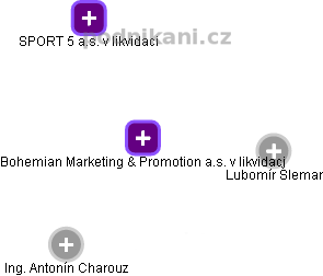 Bohemian Marketing & Promotion a.s. v likvidaci - obrázek vizuálního zobrazení vztahů obchodního rejstříku