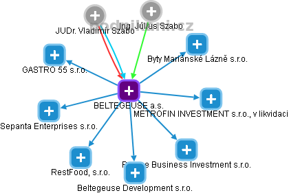 BELTEGEUSE a.s. - obrázek vizuálního zobrazení vztahů obchodního rejstříku