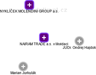 NAIRAM TRADE a.s. v likvidaci - obrázek vizuálního zobrazení vztahů obchodního rejstříku