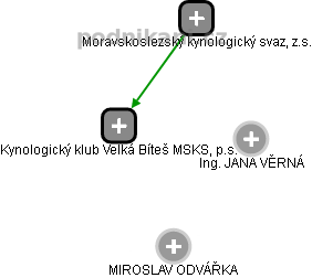 Kynologický klub Velká Bíteš MSKS, p.s. - obrázek vizuálního zobrazení vztahů obchodního rejstříku