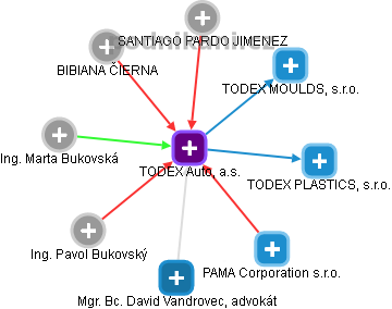 TODEX Auto, a.s. - obrázek vizuálního zobrazení vztahů obchodního rejstříku